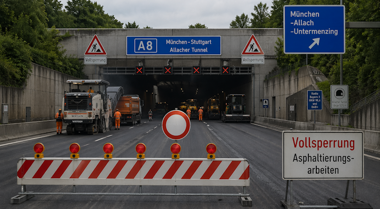 Fahrbahnerneuerung zwischen Tunnel Aubing und Allach Fahrtrichtung Sal